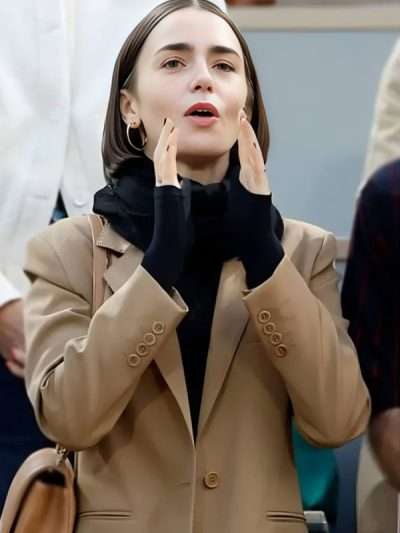 Lily Collins 2025 Beige Blazer