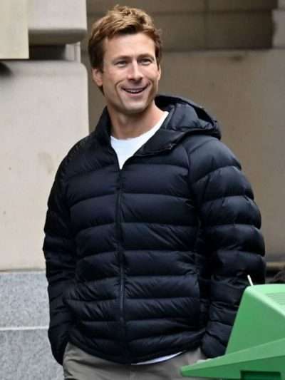 Glen Powell Ghostwriter Black Puffer Jacket