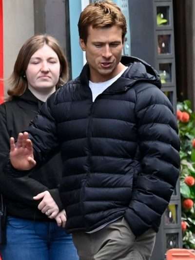Ghostwriter Glen Powell Black Puffer Jacket