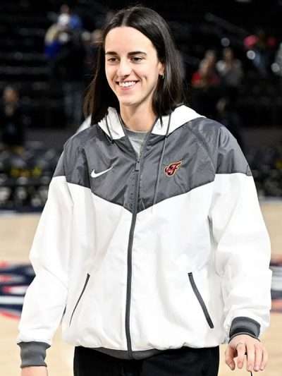 Indiana Fever Caitlin Clark White and Grey Hooded Jacket