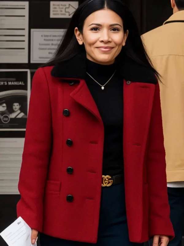 Nikki Rodriguez My Life with the Walter Boys 2025 Red Wool Coat