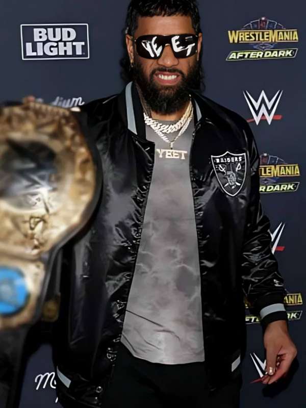 NFL Jey Uso WrestleMania Black Varsity Jacket