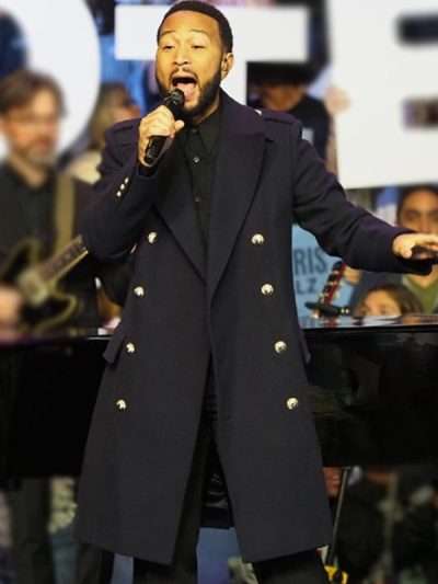 John Legend Black Wool Coat