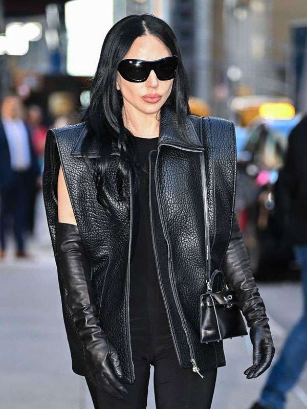 Lady Gaga The Late Show Black Leather Vest