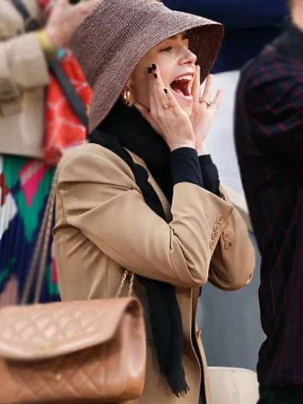 French Open 2025 Lily Collins Beige Blazer