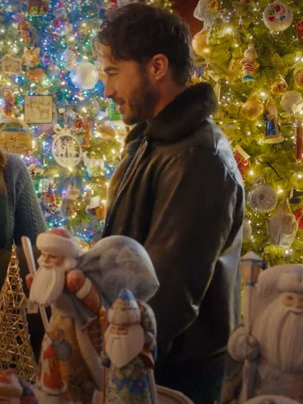 A Cherry Pie Christmas 2025 Ryan Carnes Black Fur Leather Jacket