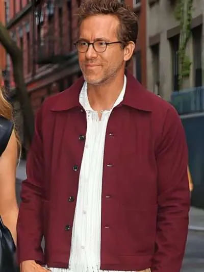 New York 2025 Ryan Reynolds Burgundy Jacket