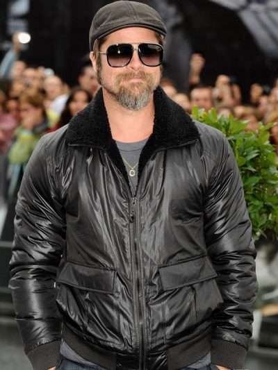 Brad Pitt Shearling Black Jacket