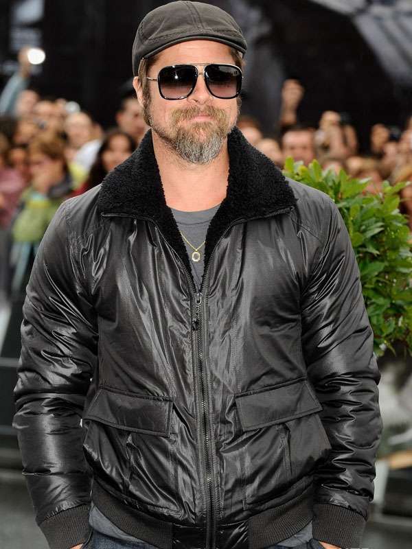 Brad Pitt Shearling Black Jacket