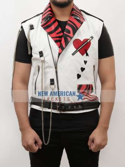 WWE Shawn Michaels White Leather Vest