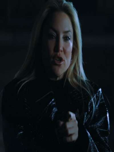 Shell 2025 Kate Hudson Black Crocodile Coat