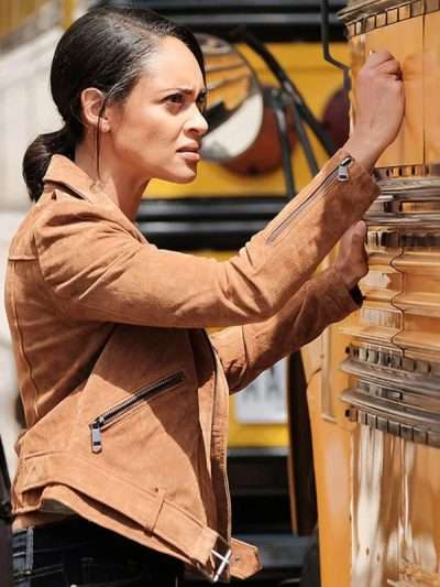 Shooter Cynthia Addai-Robinson Brown Suede Leather Jacket