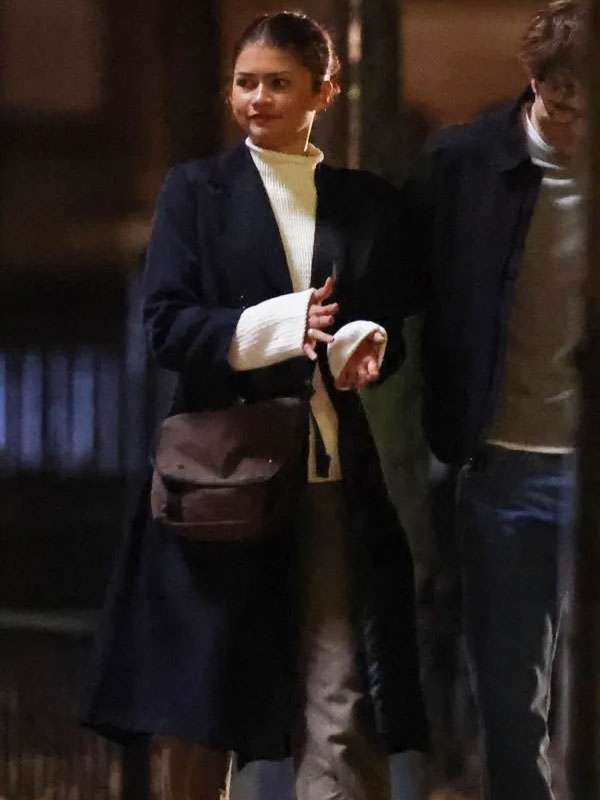 The Drama 2025 Zendaya Black Wool Trench Coat