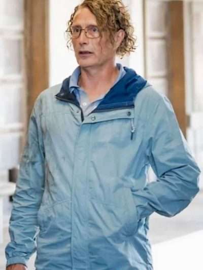 The Last Viking 2025 Mads Mikkelsen Blue Hooded Jacket