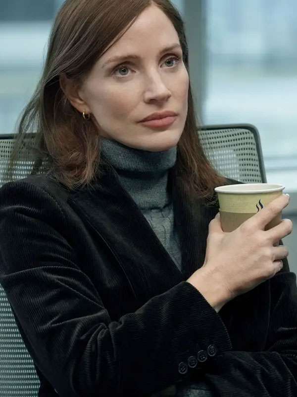 The Savant Jessica Chastain Black Corduroy Blazer
