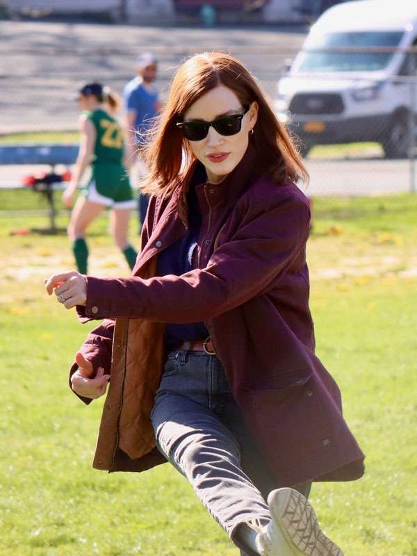 The Savant 2025 Jessica Chastain Maroon Jacket