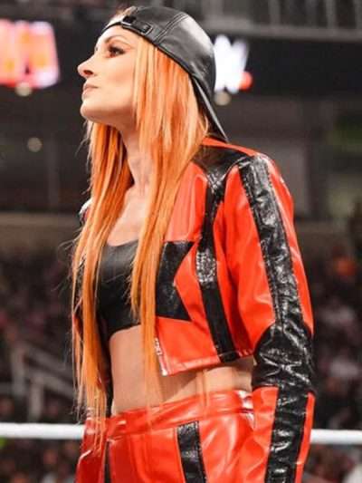 Becky Lynch Red and Black Cropped Jacket