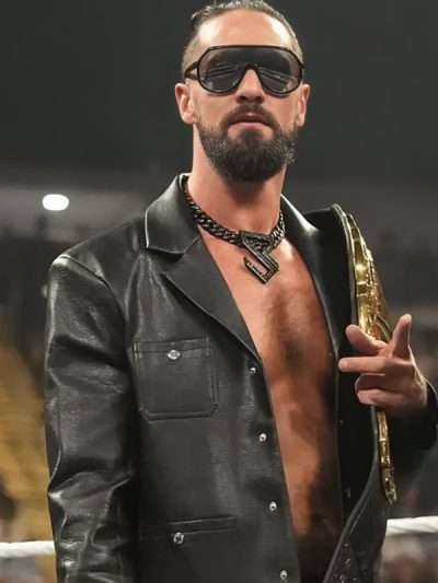 Seth Rollins 2025 Black Leather Jacket