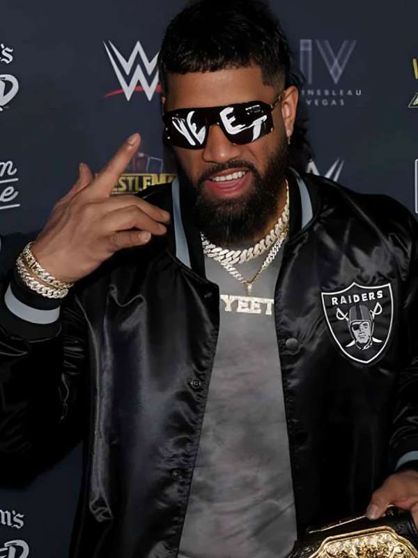 Jey Uso 2025 WrestleMania Black Bomber Jacket