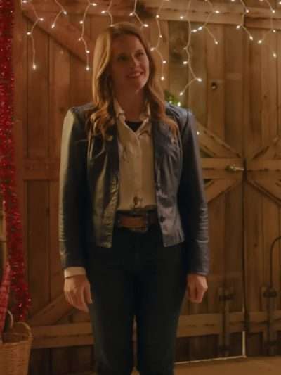 A Cherry Pie Christmas Katie Leclerc Blue Leather Blazer