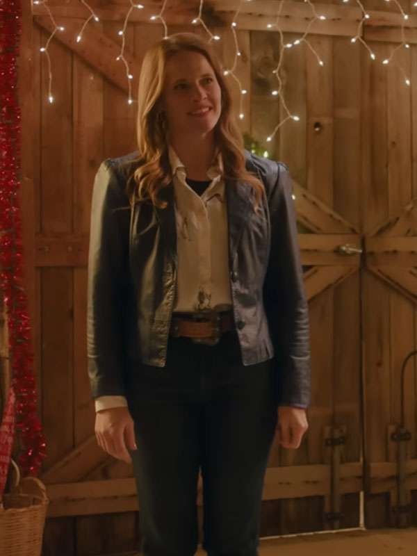 A Cherry Pie Christmas Katie Leclerc Blue Leather Blazer