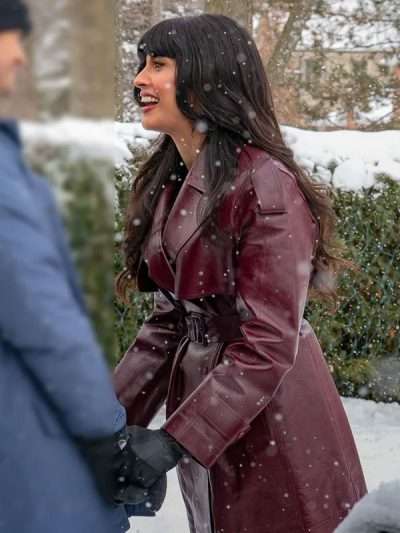 Jameela Jamil A Merry Little Ex-Mas Leather Coat