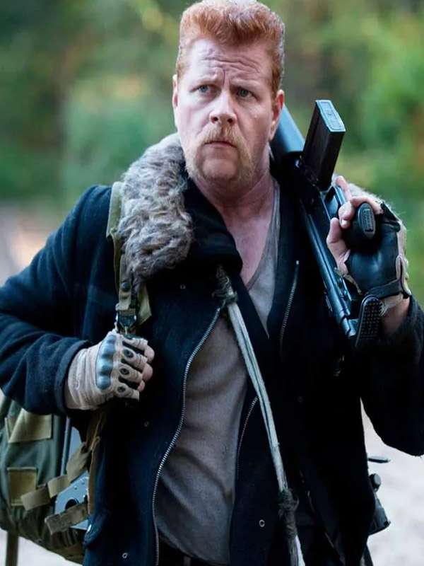 TV Series The Walking Dead Michael Cudlitz Black Fur Collar Jacket