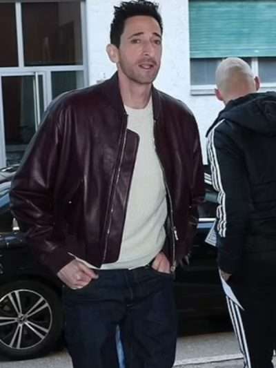 Adrien Brody Como vs Roma Match Maroon Bomber Jacket