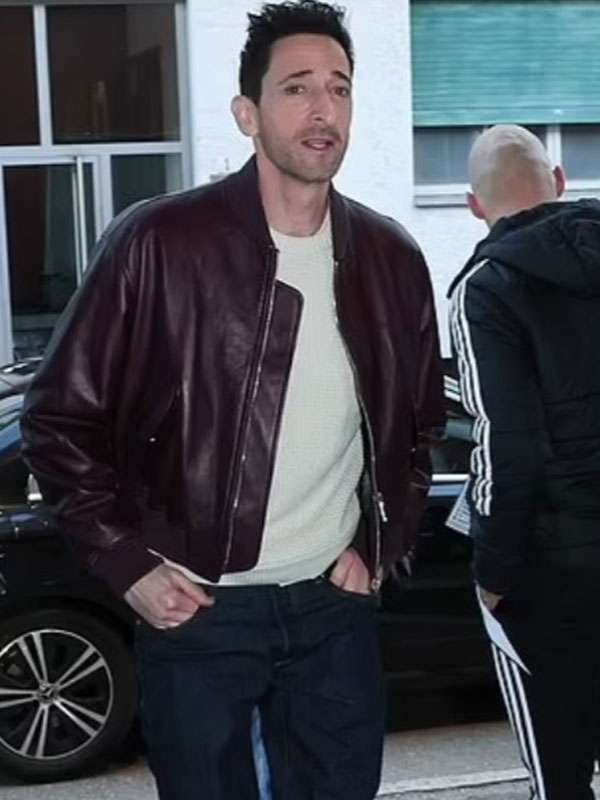 Adrien Brody Como vs Roma Match Maroon Bomber Jacket