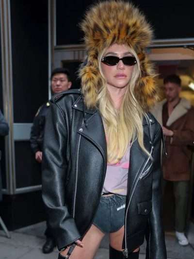 NYC 2025 Kesha Black Leather Jacket