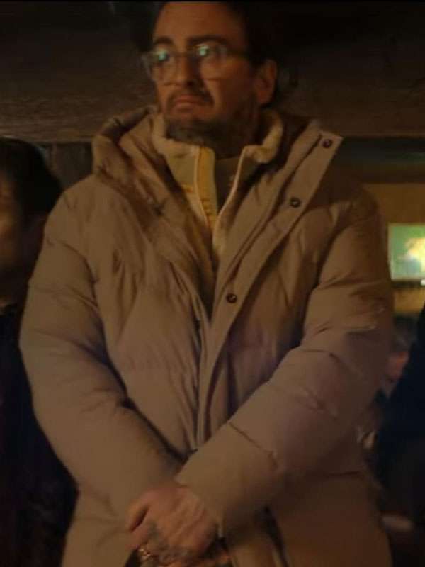 Brassic S07 Joe Gilgun Beige Puffer Hooded Jacket