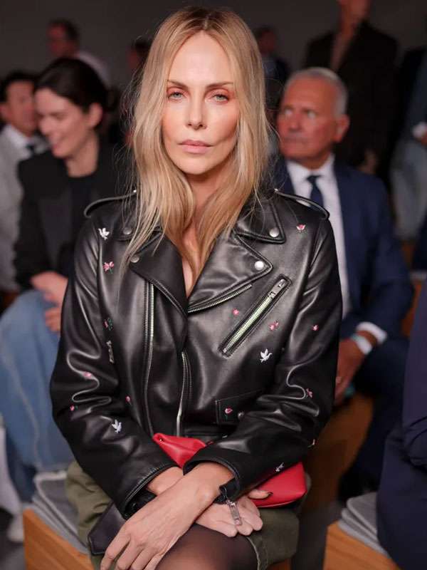 Charlize Theron Dior Fashion Show 2025 Leather Jacket