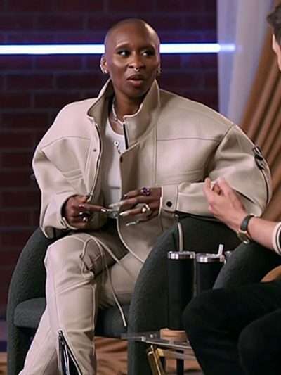 Cynthia Erivo Access Hollywood 2025 Leather Jacket
