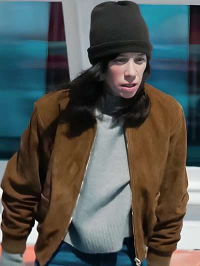 Dept. Q 2025 Chloe Pirrie Brown Suede Leather Jacket