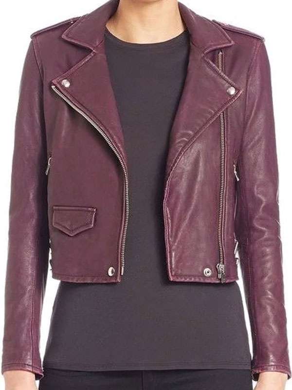 Electric Bloom Maggie Deetz Purple Leather Jacket - Image 3
