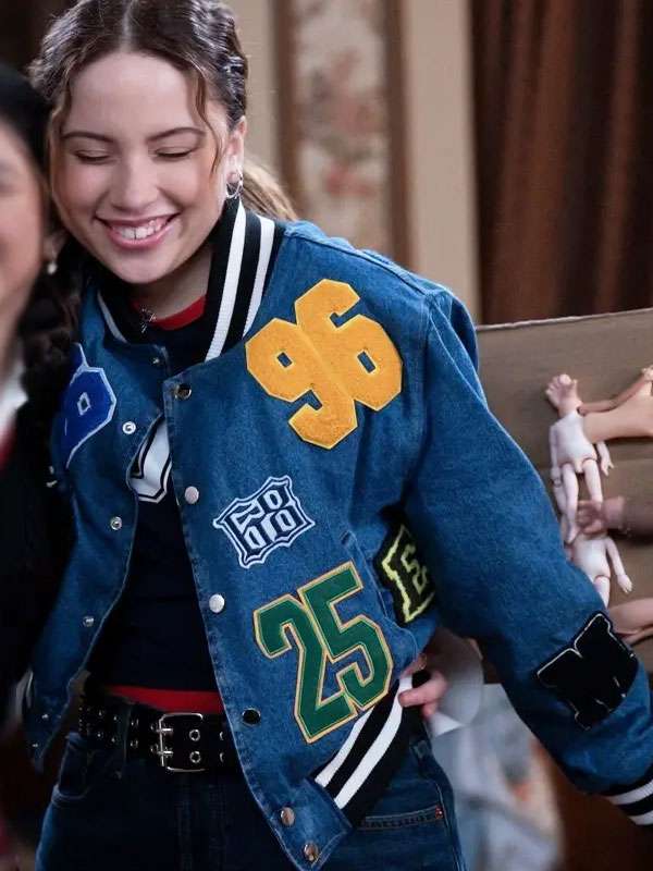 Electric Bloom Carmen B. Sanchez Denim Bomber Jacket