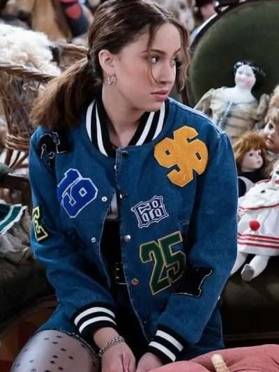 Electric Bloom Carmen B. Sanchez Denim Varsity Jacket