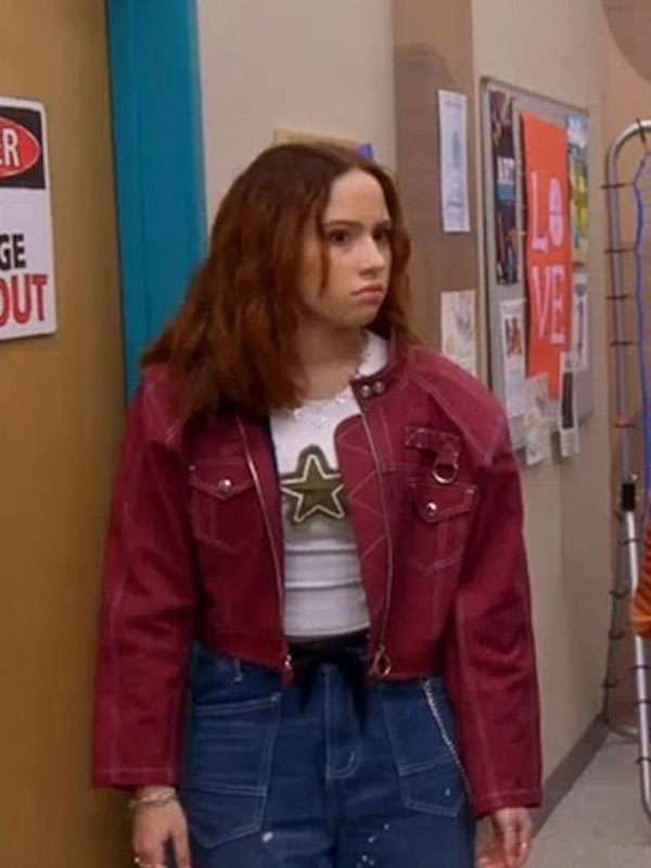 Electric Bloom Jade Castillo Burgandy Denim Jacket