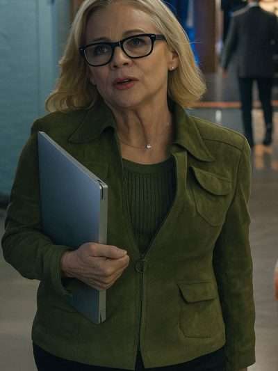 Elsbeth S03 Amy Sedaris Green Suede Leather Jacket