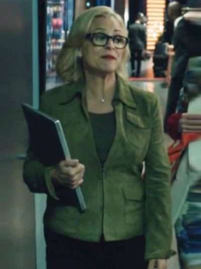 Elsbeth S03 Amy Sedaris Green Suede Leather Jacket