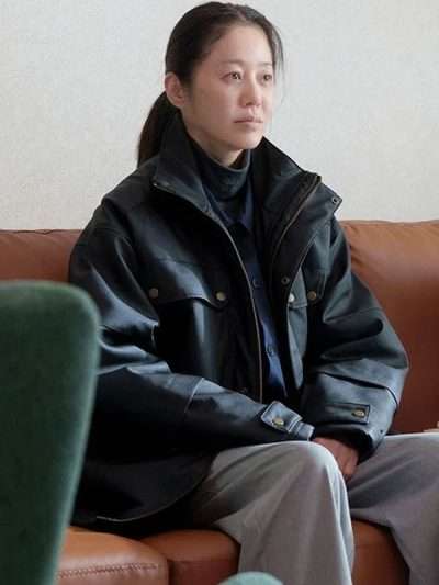 Go Hyun-jung Queen Mantis S01 Black Leather Jacket