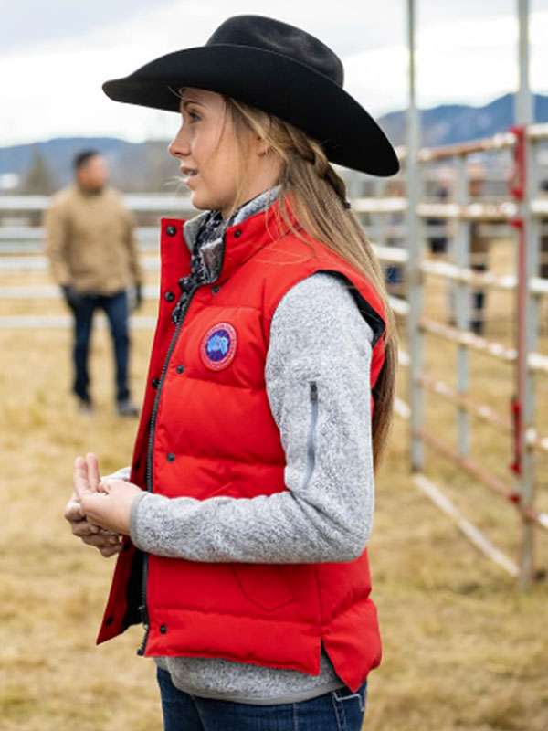Amy Fleming Heartland Red Puffer Vest