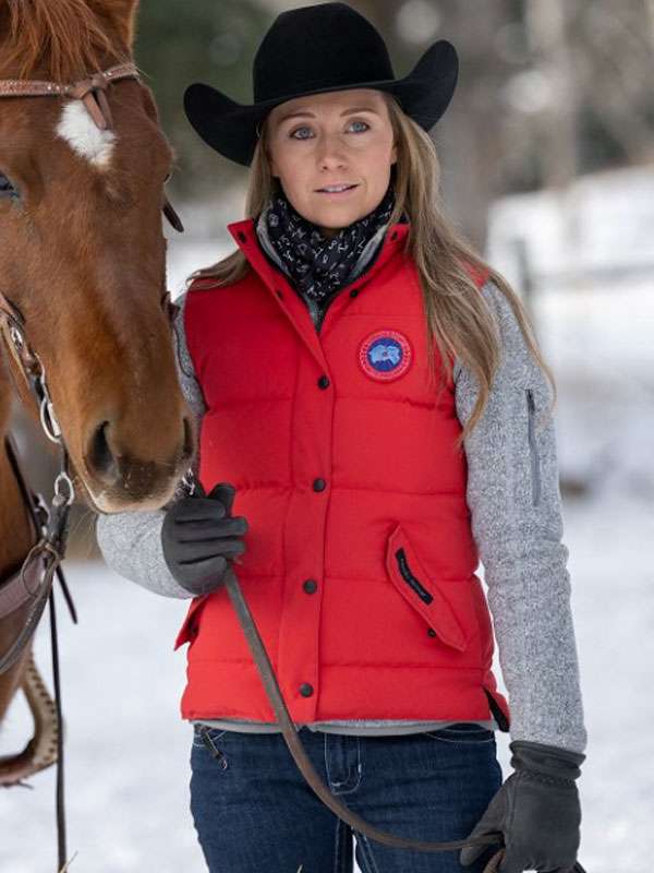Amy Fleming Heartland Red Puffer Vest