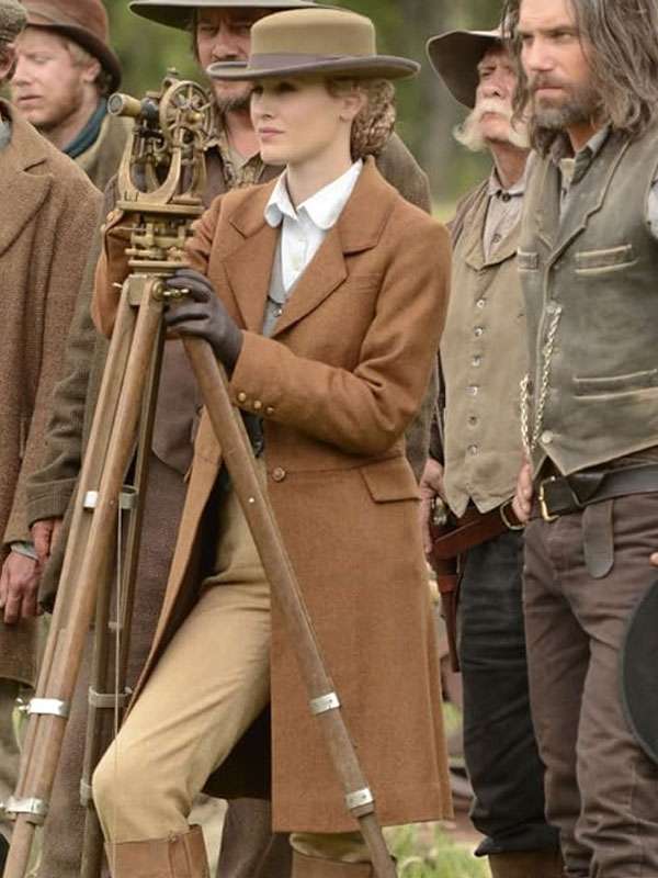 Hell on Wheels Dominique McElligott Brown Wool CTrench oat