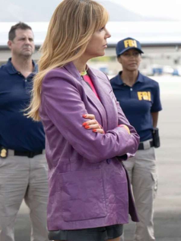High Potential S02 Morgan Gillory Purple Leather Blazer