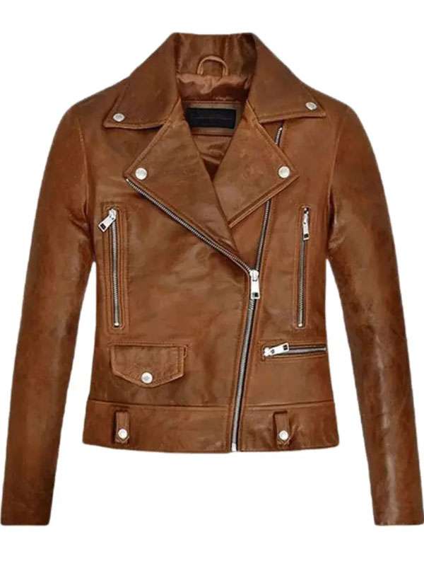 Kylie Jenner Brown Leather Biker Jacket
