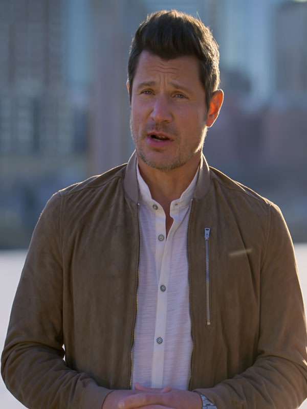 Nick Lachey Love Is Blind S08 Suede Bomber Jacket
