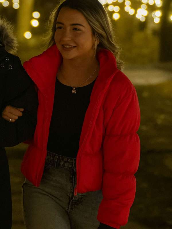 Taylor Haag Love Is Blind Red Puffer Jacket