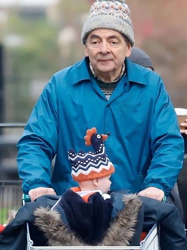 Man VS Baby 2025 Rowan Atkinson Blue Jacket