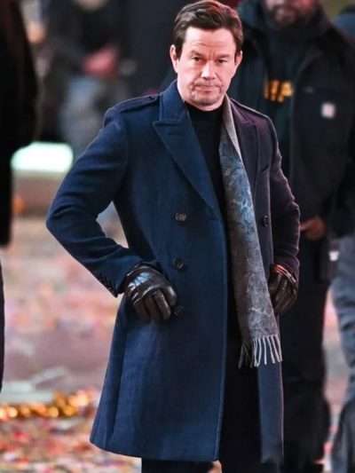 Play Dirty Mark Wahlberg Blue Wool Coat